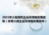 2021年小型微利企业所得税优惠政策（享受小微企业所得税优惠条件）