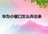 华为小窗口怎么弄出来