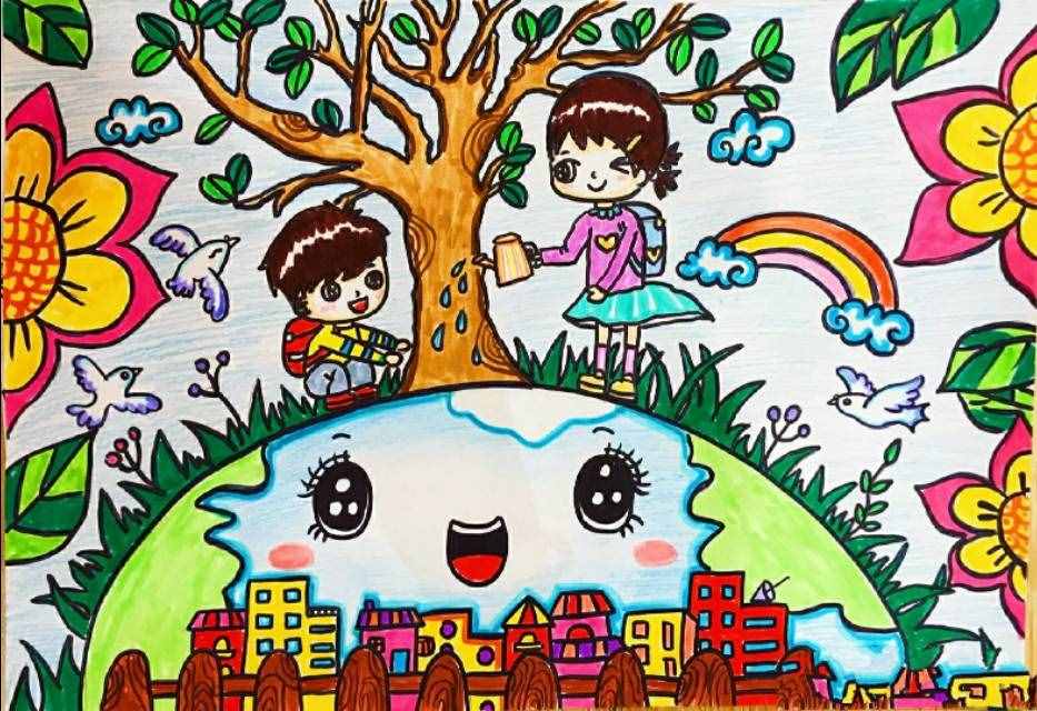少儿美术：爱护环境人人有责，环保主题儿童画作品素材！