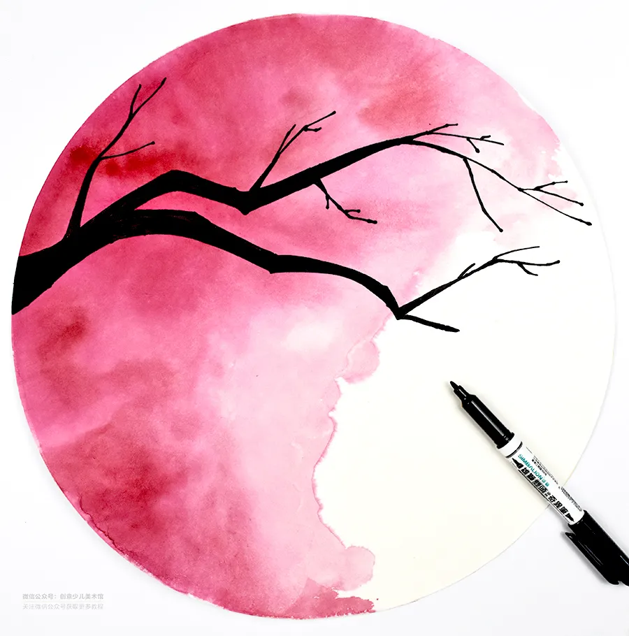 儿童画教程|元旦节主题美育课程《大红灯笼高高挂》