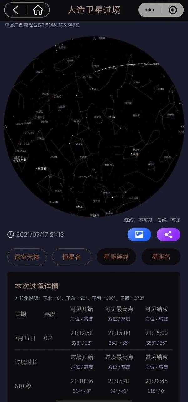 你看到没?中国空间站昨晚飞过广西上空!明晚还有机会