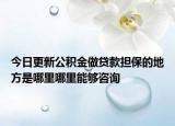 今日更新公积金做贷款担保的地方是哪里哪里能够咨询
