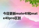 今日更新mate40和mate40pro区别