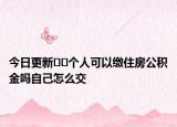 今日更新﻿﻿个人可以缴住房公积金吗自己怎么交