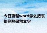 今日更新word怎么把表格删除保留文字