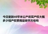 今日更新40平米公产房买产权大概多少钱产权费用是按平方收吗