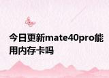 今日更新mate40pro能用内存卡吗