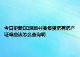 今日更新﻿﻿深圳村委集资房有房产证吗应该怎么查询呢
