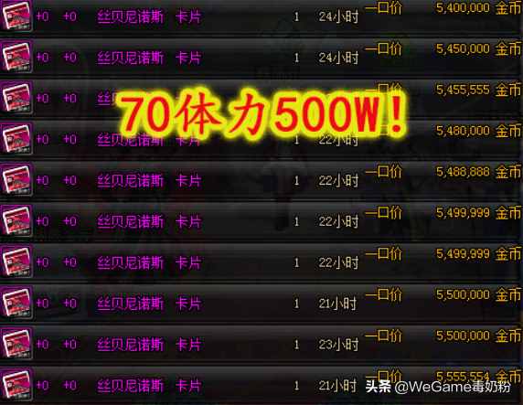 DNF：奶爸附魔崩盘了！70体力卡500W，70精神卡350W！