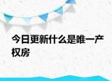 今日更新什么是唯一产权房