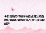 今日更新怎样起诉私自占用公摊面积公摊面积被邻居强占,怎么向法院起诉