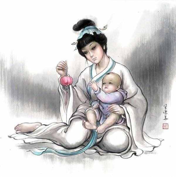 【母亲节】梁洁华国画《母爱》系列