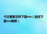 今日更新怎样下载mv（如何下载mv视频）