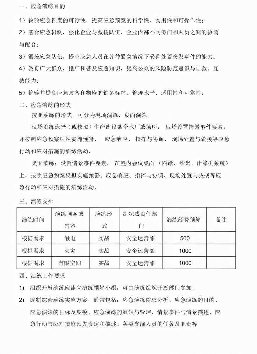 公司XX年度应急预案演练计划模板