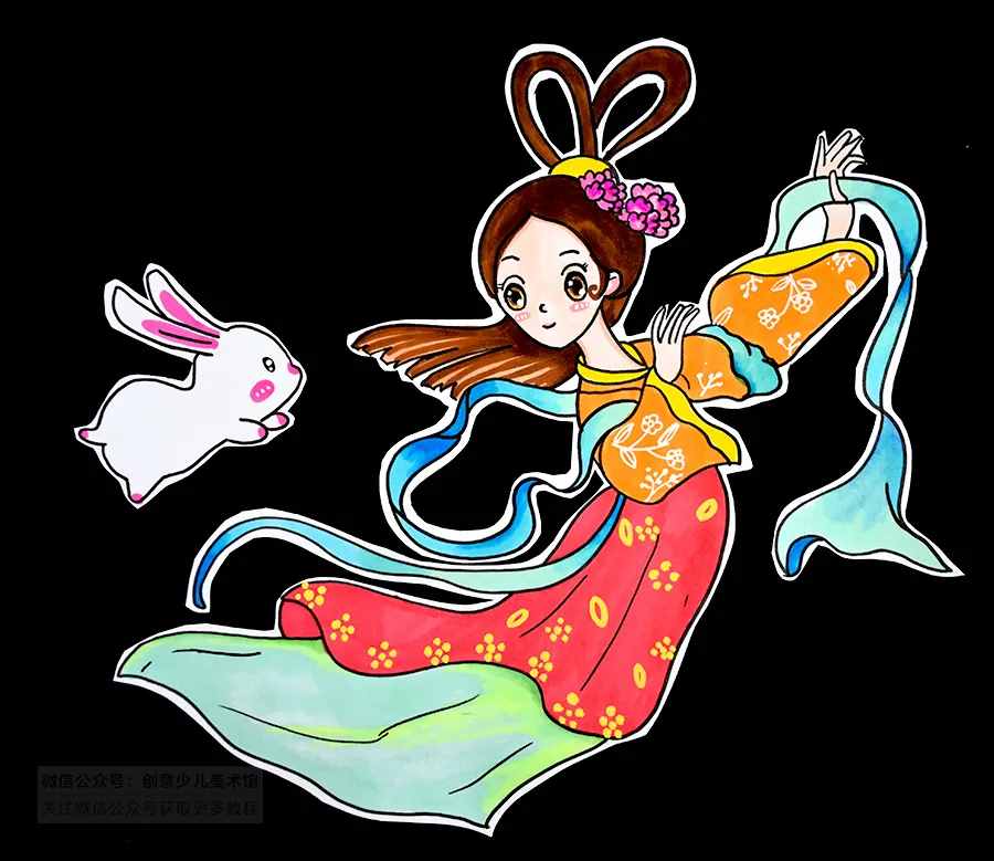 儿童画教程｜初级卡通画课程《但愿人长久，千里共婵娟》