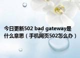 今日更新502 bad gateway是什么意思（手机网页502怎么办）