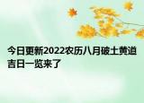 今日更新2022农历八月破土黄道吉日一览来了