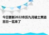 今日更新2022农历九月破土黄道吉日一览来了