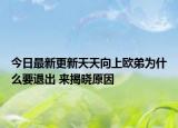 今日最新更新天天向上欧弟为什么要退出 来揭晓原因