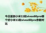今日更新小米11和vivox60pro哪个好小米11和vivox60pro参数对比