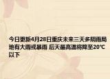 今日更新4月28日重庆未来三天多阴雨局地有大雨或暴雨 后天最高温将降至20℃以下