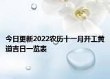今日更新2022农历十一月开工黄道吉日一览表