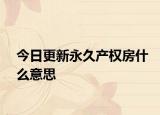今日更新永久产权房什么意思