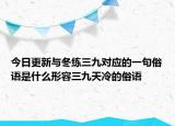 今日更新与冬练三九对应的一句俗语是什么形容三九天冷的俗语