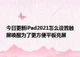 今日更新iPad2021怎么设置触屏唤醒为了更方便平板亮屏