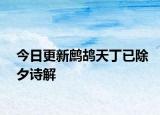 今日更新鹧鸪天丁已除夕诗解