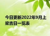 今日更新2022年9月上梁吉日一览表