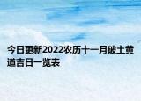 今日更新2022农历十一月破土黄道吉日一览表