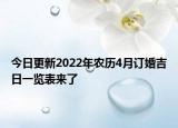 今日更新2022年农历4月订婚吉日一览表来了