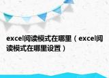 excel阅读模式在哪里（excel阅读模式在哪里设置）