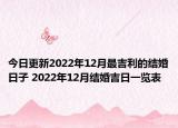 今日更新2022年12月最吉利的结婚日子 2022年12月结婚吉日一览表