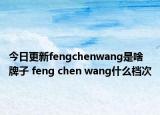 今日更新fengchenwang是啥牌子 feng chen wang什么档次