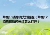 苹果13消息闪光灯提醒（苹果12消息提醒闪光灯怎么打开）