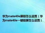 华为mate40e屏锁怎么设置（华为mate40e一键锁屏怎么设置）