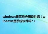 windows是系统应用软件吗（windows是系统软件吗?）