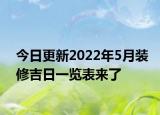 今日更新2022年5月装修吉日一览表来了
