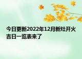 今日更新2022年12月新灶开火吉日一览表来了