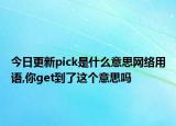 今日更新pick是什么意思网络用语,你get到了这个意思吗