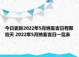 今日更新2022年5月纳畜吉日有那些天 2022年5月纳畜吉日一览表