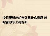 今日更新蝰蛇音效是什么意思 蝰蛇音效怎么调好听
