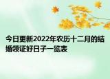 今日更新2022年农历十二月的结婚领证好日子一览表