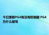 今日更新PG4有没有防侧翻 PG4为什么被骂