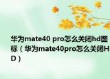 华为mate40 pro怎么关闭hd图标（华为mate40pro怎么关闭HD）