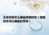 王者荣耀怎么屏蔽微信好友（微信状态可以屏蔽好友吗）