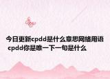 今日更新cpdd是什么意思网络用语 cpdd你是唯一下一句是什么