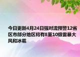 今日更新4月24日强对流预警12省区市部分地区将有8至10级雷暴大风和冰雹